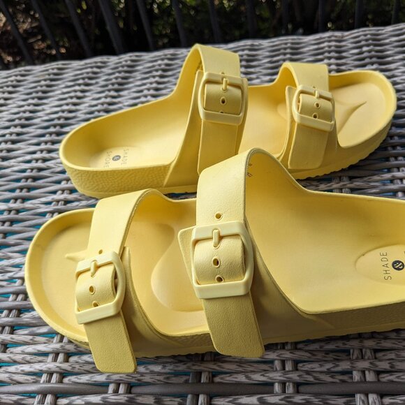 NWOT Women's Yellow EVA Two Band Footbed Slide Sandals - Shade & Shore size 10 - Picture 4 of 4
